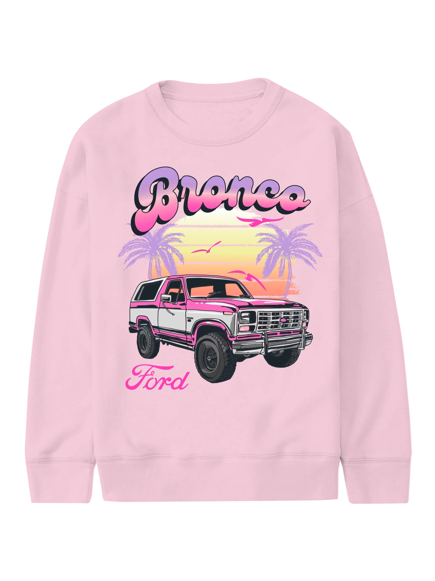 Bronco Sunset, Girls Apparel Graphic Long Sleeve Sweatshirt, Sizes 4-16