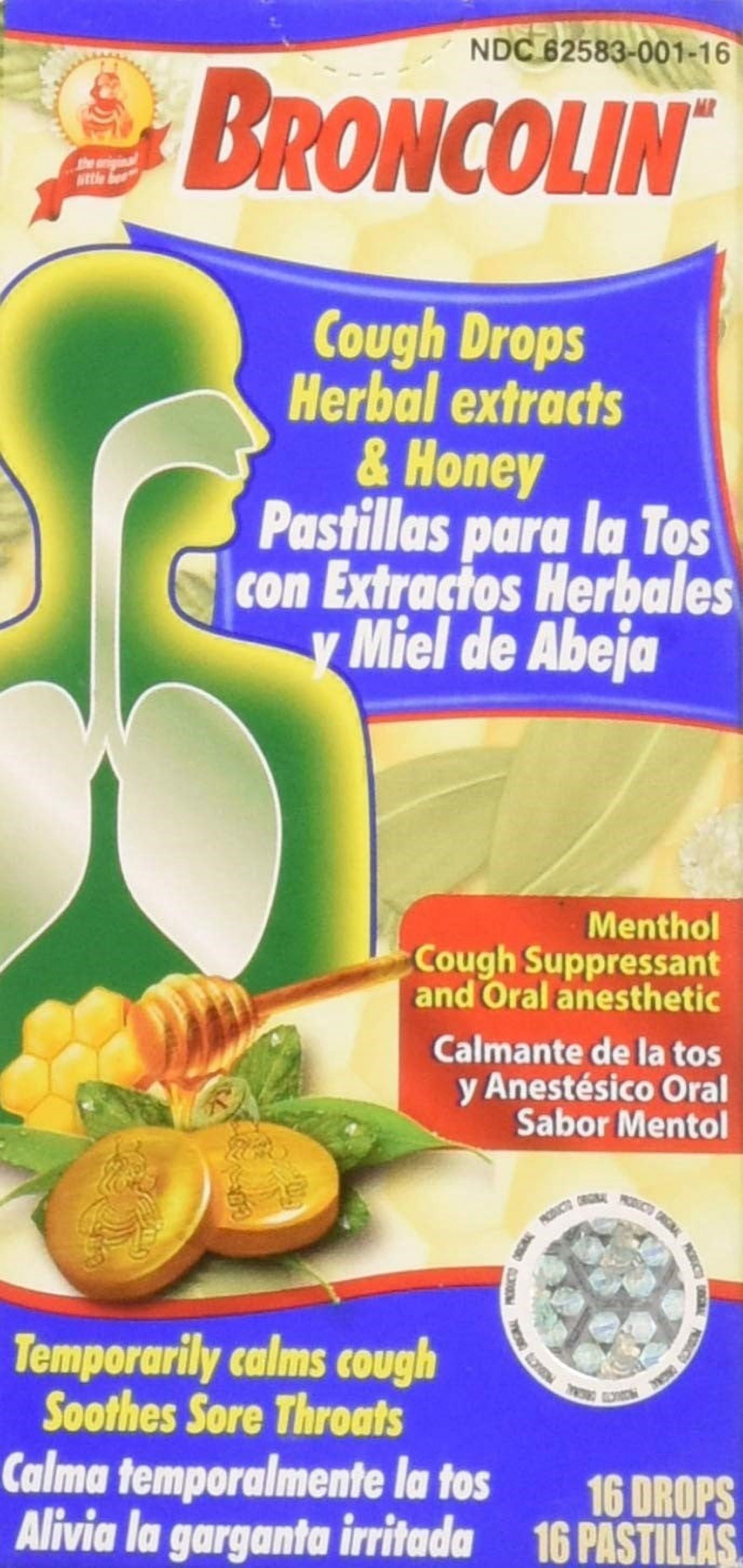 Broncodin Tablets Broncolin Herbal Hard Candy, Honey & Peppermint 1.4 oz (Pack of 3 ...