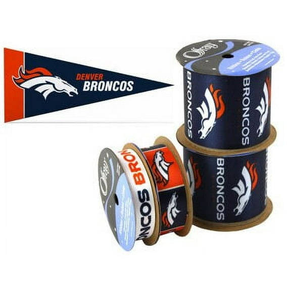 Broncos Ribbon, 4-pack of Ribbon & Mini Pennant, Offray Ribbon