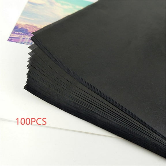 Brondbend 100 Sheets Graphite Transfer Tracing Carbon Paper Drawings and Photos onto Wood Fabric Metal Canvas Paper - Black Carbon Coated Paper