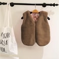 thumbnail image 1 of Brondbend Baby Vest Girls Fleece Vest V Neck Soild Color Sleeveless Cute Thick Jacket Basic Fit Fall Winter Festival Outdoor Casual Trendy Warm Plush Clothes Soft,Khaki, 1 of 4