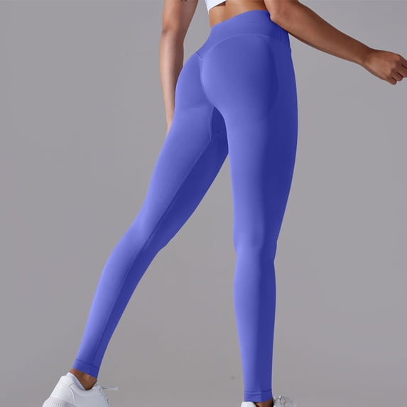 Brondbend Best Yoga Pants for Women Leggings Women Elastic Waist Belly Control Workout Trousers Solid Color Breathable Tights Slim Fit Outdoor Athletic Jogger Purple