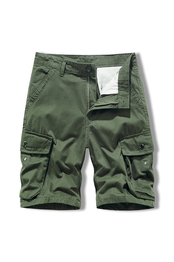 Big and Tall Cargo Shorts Work Shorts for Men Pockets Zipper Shorts Solid Color Casual Comfy Loose Fit Holiday Fitness Workwear Pants Army Green S