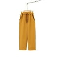 thumbnail image 1 of Brondbend Boys' Casual Pants Elastic Waist Drawstring Pocket Mid Size Straight Leg Cotton Pants Children's Loose Fit Fall Winter Comfortable Gym Athletic Trousers,Yellow, 1 of 2