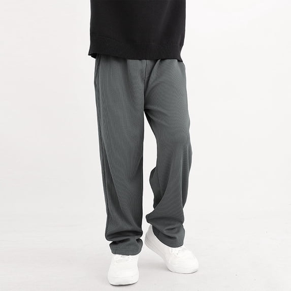 Brondbend Boys Casual Pants Sweat Pants Kid Elastic Waist Solid Color Straight Leg Pocket Cotton Casual Trousers with Drawstring Loose Fit Children's Fall Winter Comfortable Workout,Gray