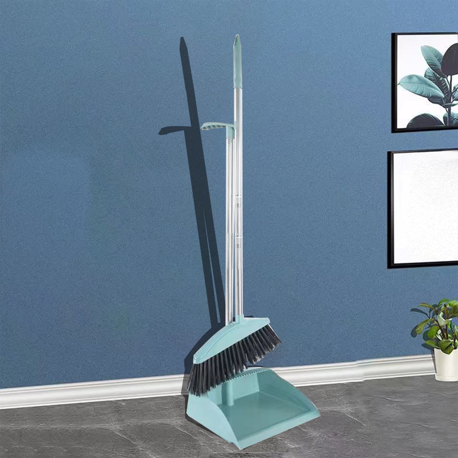 Brondbend Broom and Dustpan Set for Home, Stand Up Broom and Dustpan