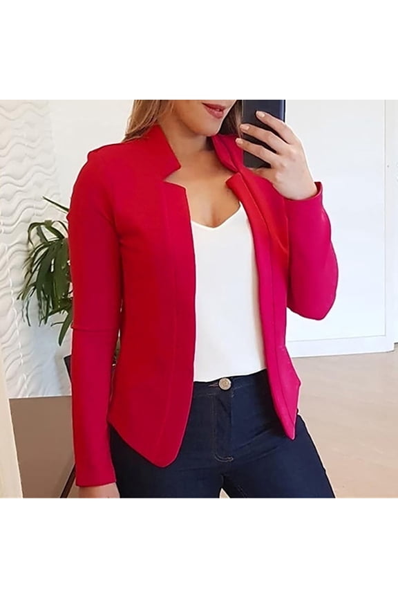 Business Jackets for Women Lightweight Blazer for Women Soild Color Long Sleeve Open Front Suit Outerwear Slim Fit Fashion Party Fall Formal Work Coat,Red