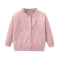 thumbnail image 1 of Brondbend Cardigan Kids Fall Sweaters for Toddler Girls Crewneck Long Sleeved Solid Coat Front Button Cotton Warm Outerwear Loose Fall Winter Comfortable Soft Top,Pink, 1 of 2