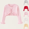 thumbnail image 1 of Brondbend Cardigan Sweater for Girls Children's Knitted Cardigan Crewneck Long Sleeved Solid Cotton Coat Open Front Button Breathable Cute Jacket Loose Fall Winter Comfortable Outerwear,Beige, 1 of 6