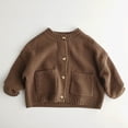 thumbnail image 1 of Brondbend Cardigan Sweaters for Girls Kids Cardigan Sweater Crewneck Long Sleeved Solid Knit Sweater Pocket Button Jacket Casual Warm top Loose Fall Winter Comfortable Outerwear,Coffee, 1 of 2