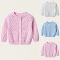 thumbnail image 1 of WWV Cardigan for toddler Girl Kids Cardigan Sweater Crewneck Long Sleeved Solid Knitted Coat Front Button Breathable Cotton Jacket Loose Fall Winter Comfortable Outerwear,Blue, 1 of 6
