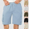 thumbnail image 1 of WWV Cargo Shorts Men Work Shorts for Men Construction Pockets Drawstring Shorts Solid Color Casual Comfy Loose Fit Outdoor Running Workwear Pants Beige L, 1 of 7