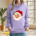 thumbnail image 1 of Brondbend Christmas Hoodie Womens Women Pullover Sweatshirt Long Sleeved Pocket Drawstring Pullover Print Comfortable Oversized Tops Lady Vacation Fall Winter Clothes Purple, 1 of 4