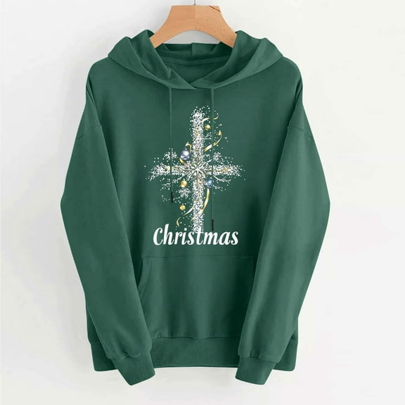 Brondbend Christmas Hoodies Womens Womens Hoodie Sweatshirt Long Sleeved Pocket Drawstring Pullover Print Comfortable Oversized Tops Lady Workout Fall Winter Clothes Green