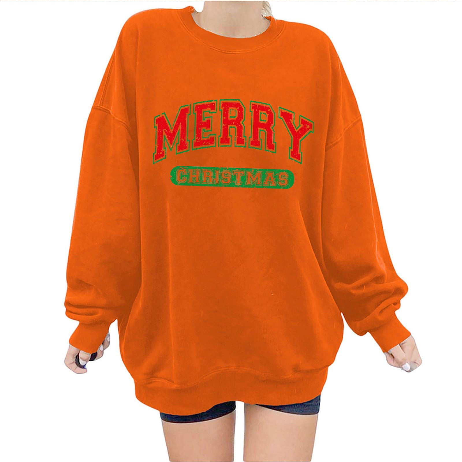 Brondbend Christmas Oversized Sweatshirt Womens Pullover Crewneck Long ...