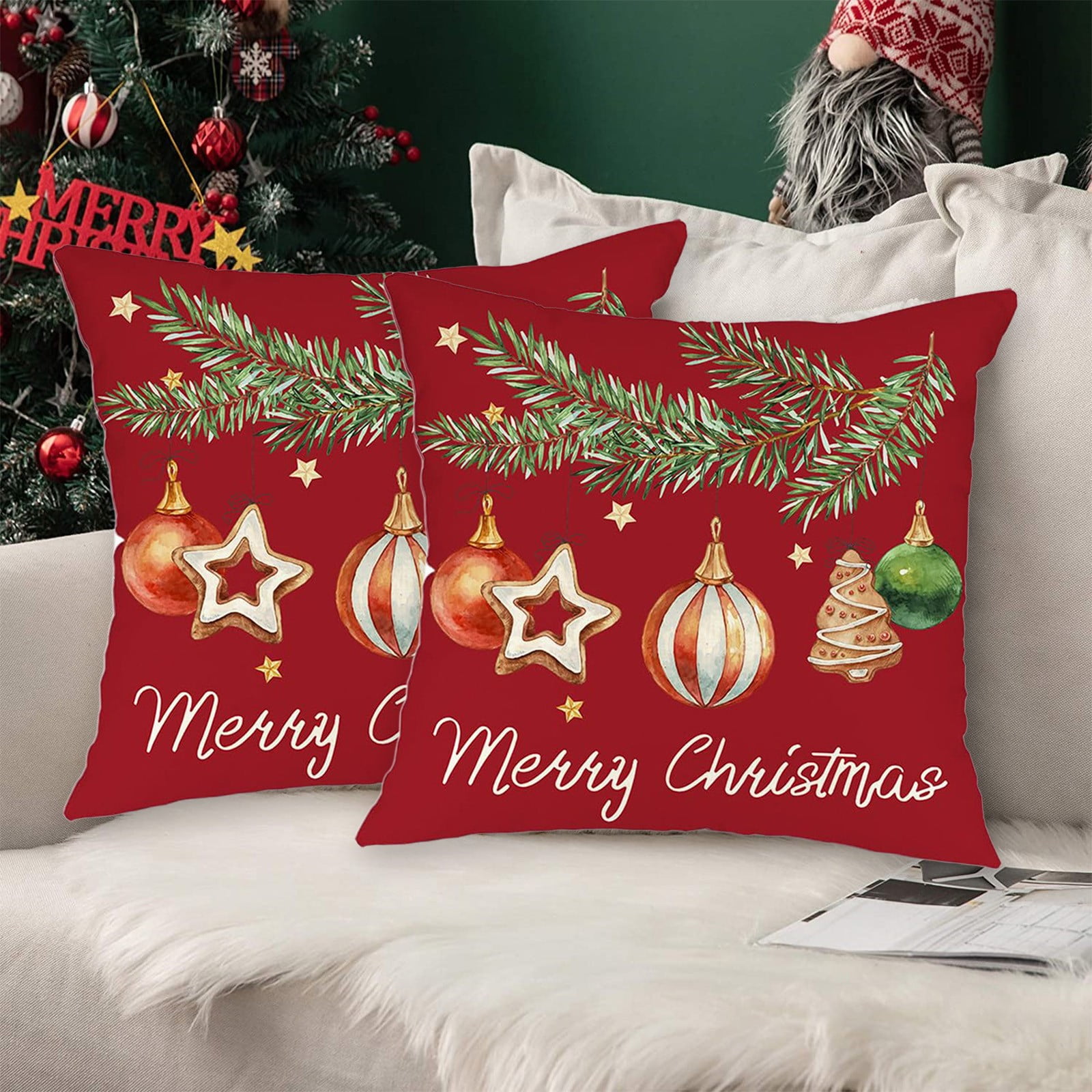Brondbend Christmas Pillow Covers 18x18 Inch Set Of 2 Christmas Tree
