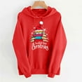 thumbnail image 1 of Brondbend Christmas Womans Hoodie Pull over Hoodie for Womens Long Sleeved Pocket Drawstring Pullover Print Comfortable Plus Size Tops Ladies Gym Running Fall Winter Clothes Red, 1 of 5