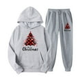 thumbnail image 1 of Brondbend Christmas Womens Sweatsuits 2 Piece Set Track Suits for Women Hooded Long Sleeve Print Pocket Pullover and Sweatpant Set Loose Fall Winter Comfortable Workout Outfits,Gray, 1 of 5