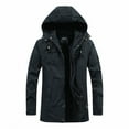 thumbnail image 1 of Brondbend Coat for Men Jackets for Men Hooded Long Sleeved Zipper Pocket Outerwear Solid Color Warm Jacket Loose Fit Work Tops Black, 1 of 3