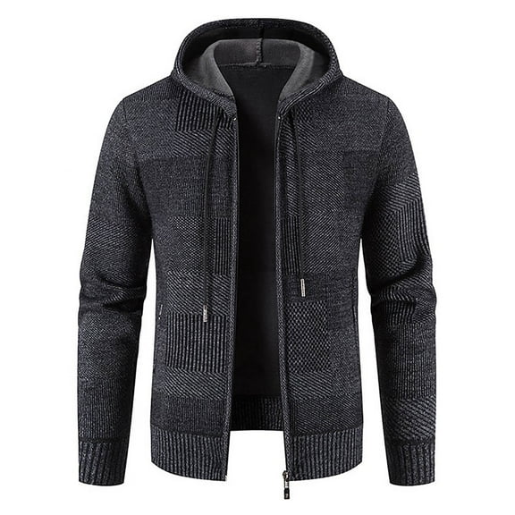 Brondbend Coats for Men Men's Jackets for Fall Hooded Long Sleeved Zipper Pocket Outerwear Solid Color Comfy Jacket Loose Fit Going out Tops Dark Gray
