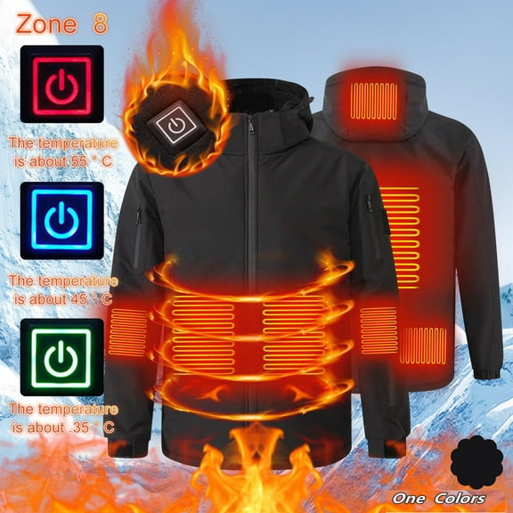 Brondbend Coats for Men Jacket Mens Hooded Long Sleeved Zipper Pocket Outerwear Solid Color Warm Jacket Loose Fit Party Tops Black