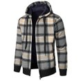 thumbnail image 1 of Brondbend Coats for Men Jackets for Men Hooded Long Sleeved Zipper Pocket Outerwear Plaid Comfy Jacket Loose Fit Going out Tops Gray, 1 of 4