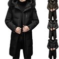 thumbnail image 1 of Brondbend Coats for Men Men's Jacket Hooded Long Sleeved Zipper Pocket Outerwear Solid Color Warm Jacket Loose Fit Anniversary Tops Black, 1 of 7