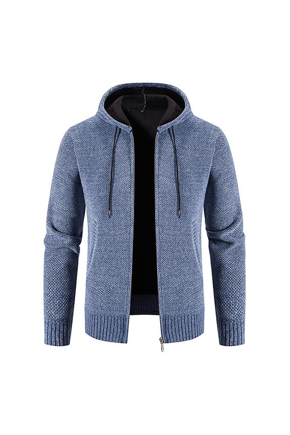Brondbend Coats for Men Mens Fall Jacket Hooded Long Sleeved Zipper Pocket Outerwear Solid Color Comfy Jacket Loose Fit Going out Tops Blue