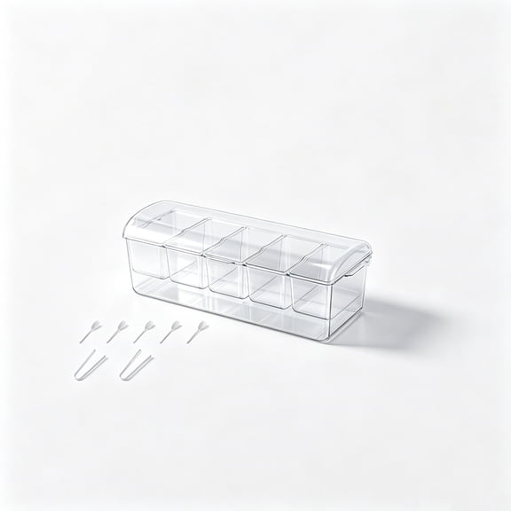 Brondbend Divided Storage Box Plastic Transparent with Lid 15.94 Inch Compartment Fresh Keeping for Kitchen Fruit Bathroom Travel Home
