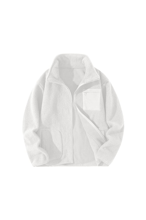 Fall Mens Jacket Mens Coats Lapel Long Sleeved Zipper Pocket Outerwear Solid Color Comfortable Jacket Loose Anniversary Tops White