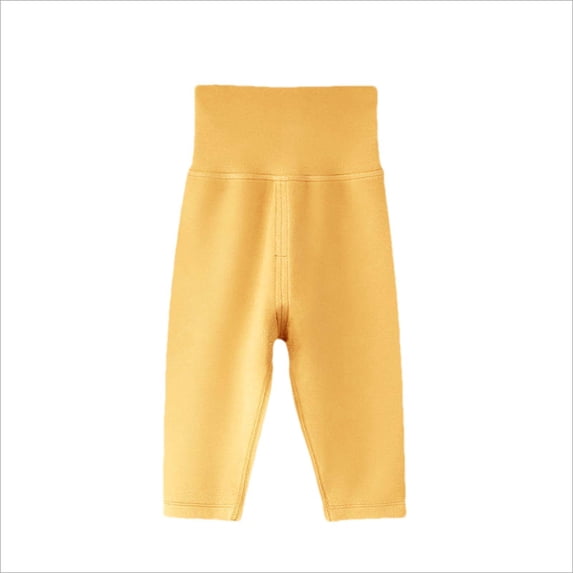 Brondbend Fleece Leggings for Girls toddler Winter Warm Bottom Pants Baby High Waist Belly Control Solid Velvet Pants Regular Fit Winter Outside or Home Comfortable Thicked Trousers,Yellow