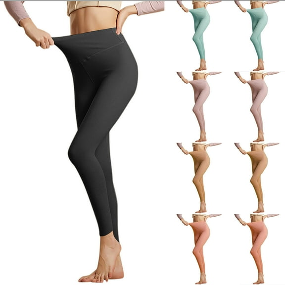 Brondbend Fleece Lined Leggings Womens Winter Thermal Tights for Women High Waisted Solid Belly Control Casual Pants Slim Comfortable Home Warm Trousers,Black