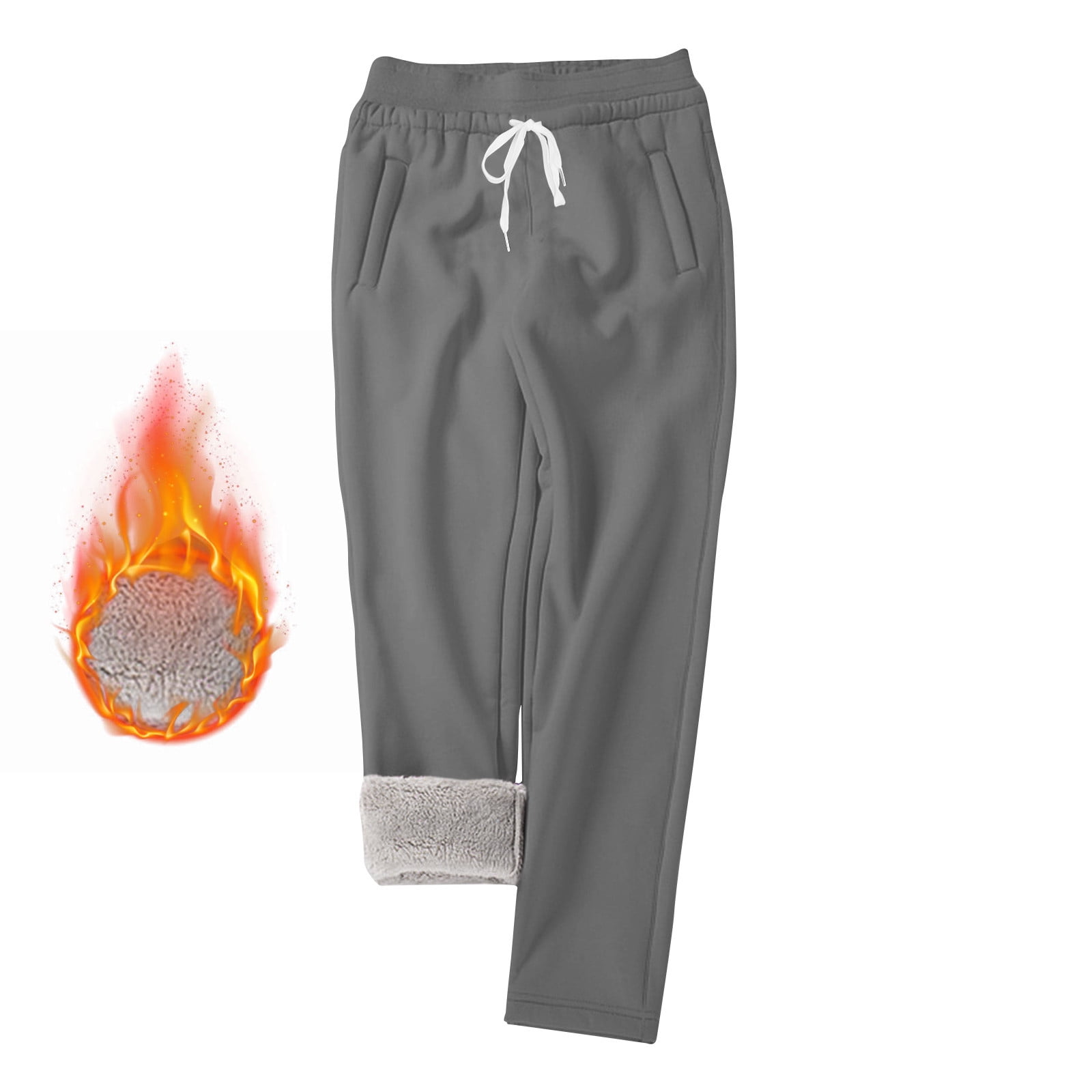 Solid V-Waist Fleece Pants main image 0