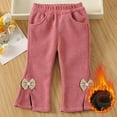 thumbnail image 1 of Brondbend Fleece Sweatpants for Girl Winter Thick Joggers toddler Kids Flower Printed Elastic Waisted Cute Workout Pants withPocket Fall Outdoor Warm Casual Trousers Comfortable,Pink, 1 of 6