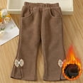 thumbnail image 1 of Brondbend Fleece Sweatpants for Girl Winter Thick Joggers toddler Kids Flower Printed Elastic Waisted Cute Workout Pants withPocket Fall Outdoor Warm Casual Trousers Comfortable,Khaki, 1 of 6