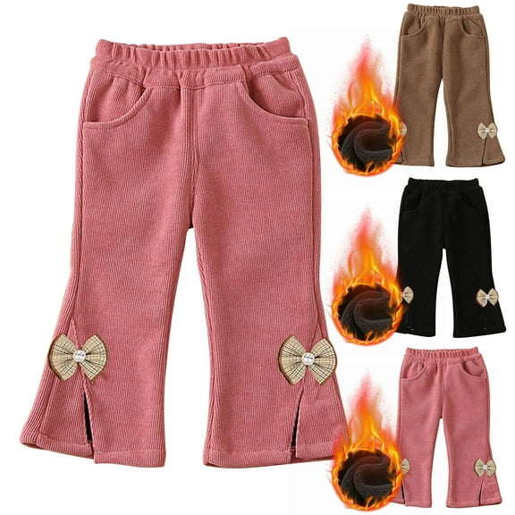 Brondbend Fleece Sweatpants for Girl Winter Thick Joggers toddler Kids Flower Printed Elastic Waisted Cute Workout Pants withPocket Fall Outdoor Warm Casual Trousers Comfortable,Black