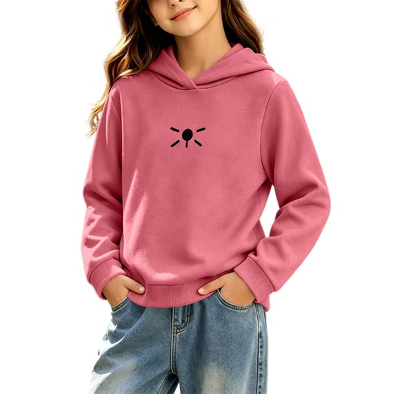 Brondbend Girl Sweatshirt Fashion Long Sleeve Hooded Pullover Loose Tops Workout Fall Winter Clothes Pink 1-2 Years