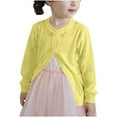 thumbnail image 1 of Brondbend Girls Cardigan Sweaters Kids Knitted Sweater Crewneck Long Sleeved Print Cotton Coat Open Front Button Casual Jacket Loose Fall Breathable Outerwear,Yellow, 1 of 4