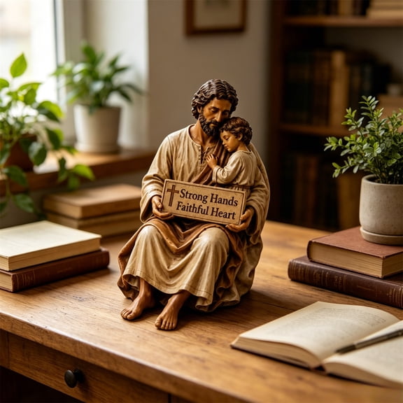 Brondbend Hand Painted Resin Religious Icon Sculpture Handcrafted Saint Statue for Shelf Mantel Table Office Home Decor Gift