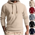 thumbnail image 1 of Brondbend Hooded Sweatshirts for Men Pullover Sweatshirts for Men Long Sleeved Drawstring Pullover Solid Color Casual Slim Fit Tops Climb Mountains Fall Winter Wear Black, 1 of 5