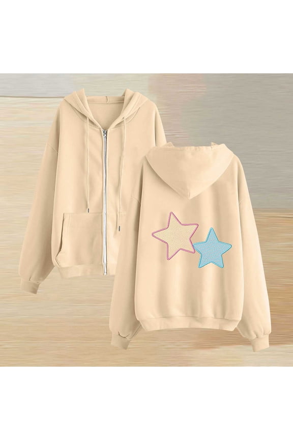 Hoodie Women Pullover Women Long Sleeved Zipper Drawstring Pocket Pullover Print Comfy Relaxed Plus Size Tops Lady School Workout Fall Winter Wear Brown