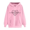 thumbnail image 1 of Brondbend Hoodie Women Sweatshirt for Women Long Sleeved Drawstring Pocket Pullover Print Comfortable Loose Tops Ladies Going out Running Fall Winter Wear Pink, 1 of 2