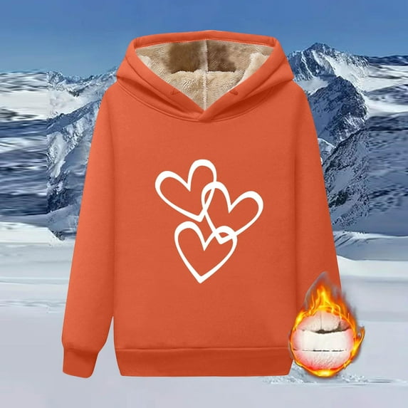 Brondbend Hoodie Women Women Sweatshirts Long Sleeved Drawstring Pocket Pullover Print Warm Comfortable Loose Fit Tops Lady Outdoor Workout Fall Winter Wear Orange
