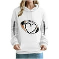 thumbnail image 1 of Brondbend Hoodie Women Womens Hoodie Sweatshirt Long Sleeved Pockets Drawstring Pullover Print Soft Stylish Oversized Tops Ladies Gym Workout Fall Winter Wear White, 1 of 2