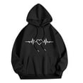 thumbnail image 1 of Brondbend Hoodie Womens Pullover Womens Long Sleeved Pockets Drawstring Pullover Print Soft Casual Plus Size Tops Lady Climb Mountains Fall Winter Wear Black, 1 of 3