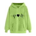 thumbnail image 1 of Brondbend Hoodie Womens Pullovers for Women Long Sleeved Drawstring Pocket Pullover Print Comfortable Oversized Tops Ladies Gym Athletic Fall Winter Wear Green, 1 of 2
