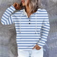thumbnail image 1 of Brondbend Hoodie Womens Sweatshirt for Women Long Sleeved Drawstring Pocket Button Pullover Stripe Stylish Plus Size Tops Lady Hiking Workout Fall Winter Wear Light Blue, 1 of 5