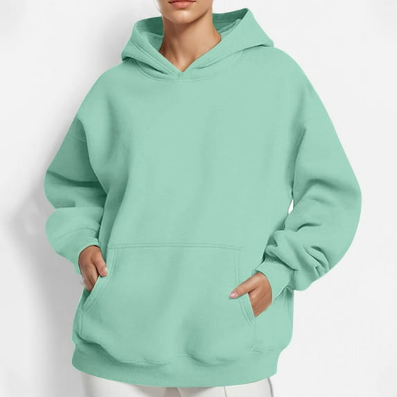 Brondbend Hoodies for Women Pullover Sweatshirt for Women Solid Color Long Sleeve Front Pocket Oversized Comfy Clothes Casual Loose Fall Winter Trendy Warm Outfits 2025