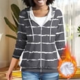 thumbnail image 1 of Brondbend Hoodies Womens Sweatshirt Women Long Sleeved Zipper Pockets Drawstring Pullover Plaid Comfy Trendy Plus Size Tops Ladies Gym Athletic Fall Winter Wear Gray, 1 of 6