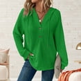 thumbnail image 1 of Brondbend Hoodies Womens Womens Hoodies Pullover Long Sleeved Button Drawstring Pullover Solid Color Comfy Trendy Loose Tops Ladies Outdoor Travel Fall Winter Wear Green, 1 of 6